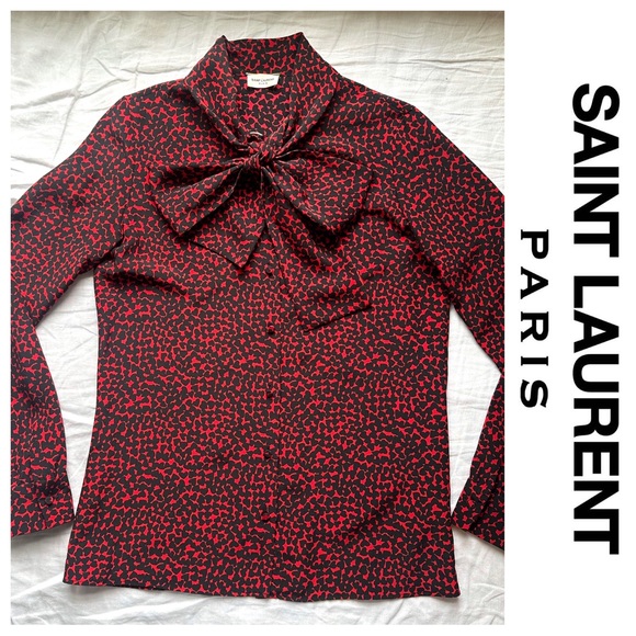 Saint Laurent Heart Blouse LAVALLIÈRE-NECK - Picture 2 of 10